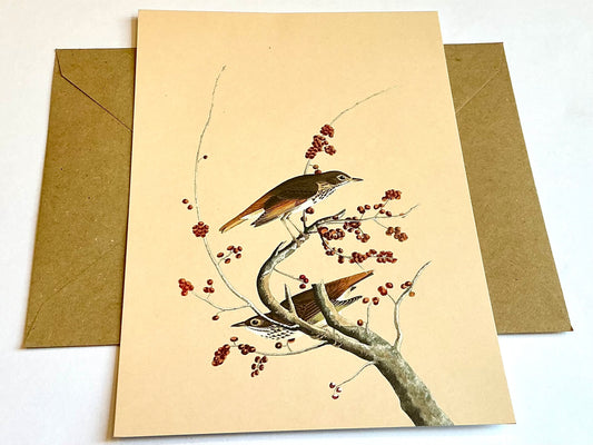 Grußkarte A5 Winter Vögel Beeren „30x40“ RC