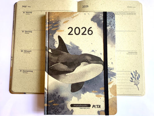 Wochenkalender A5 1W/2S matabooks Wal Ocean Blue Graspapier 2026