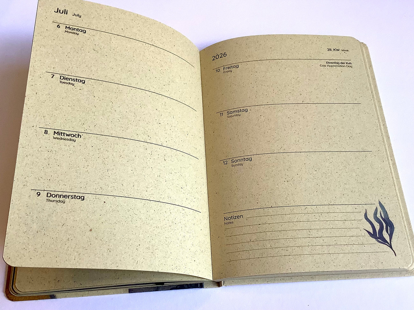 Wochenkalender A5 1W/2S matabooks Wal Ocean Blue Graspapier 2026