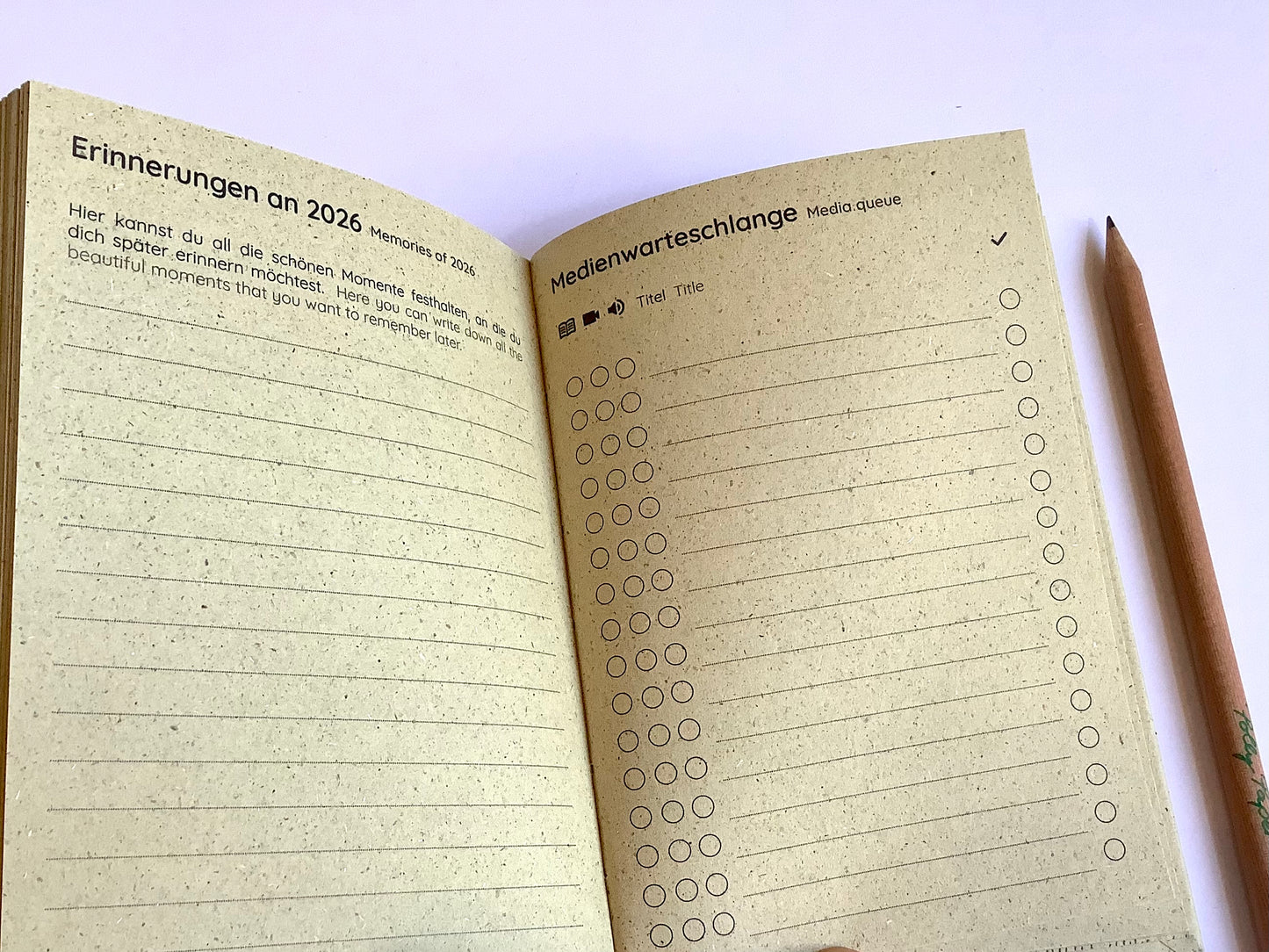 Wochenkalender A6 matabooks Graspapier S natur 2026