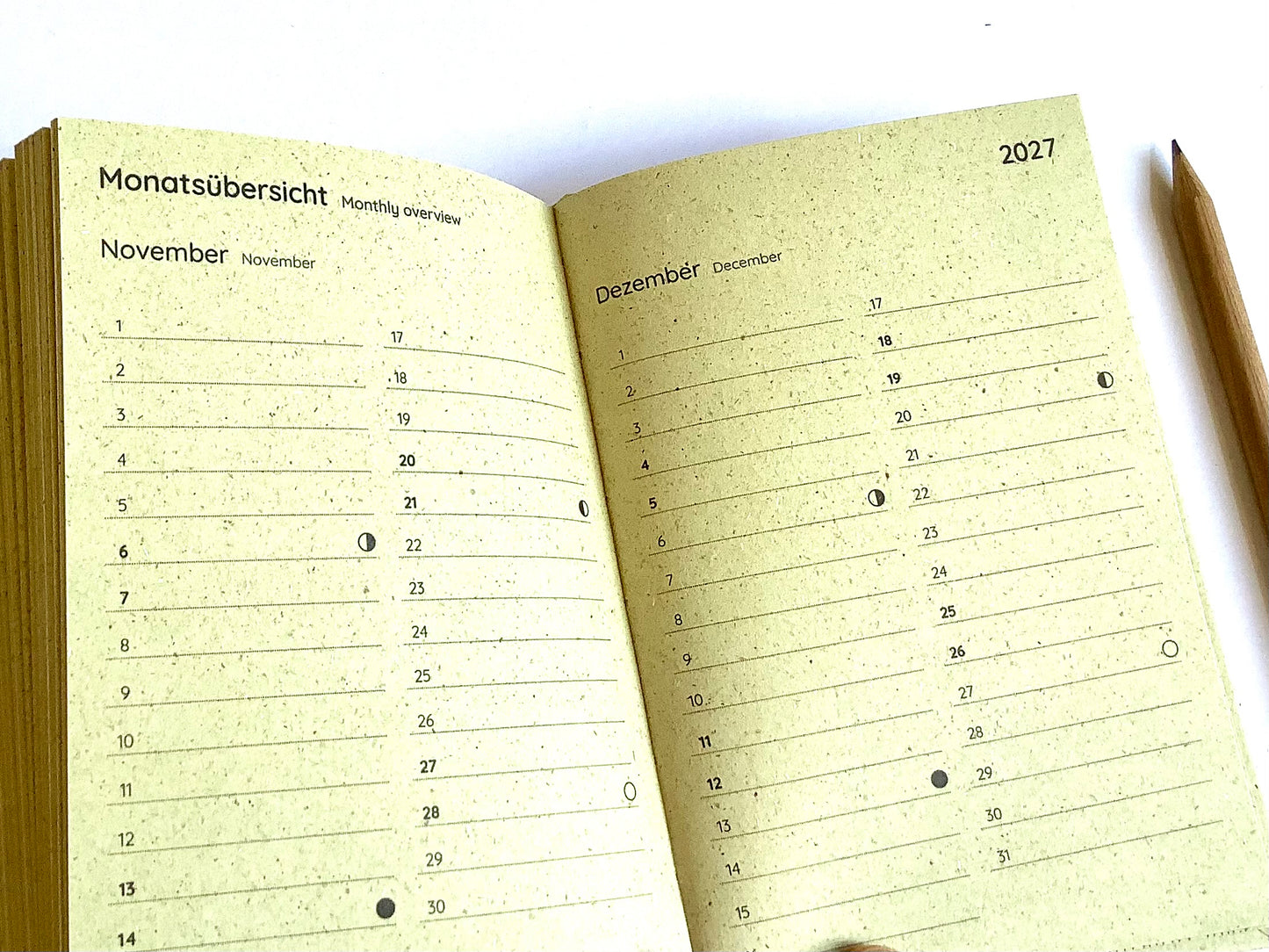 Wochenkalender A6 matabooks Graspapier S natur 2026