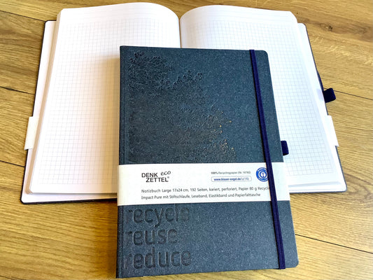 Notizbuch kariert 17x24 Eco Hardcover dunkelblau