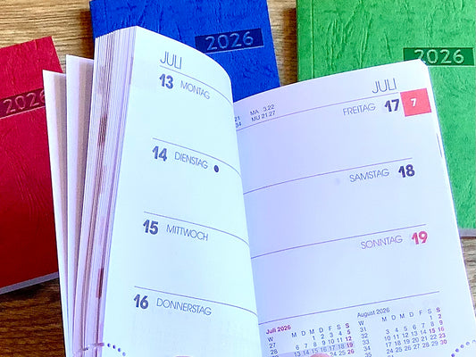 Mini Taschenkalender A7 1W/2S 7x10cm 2026