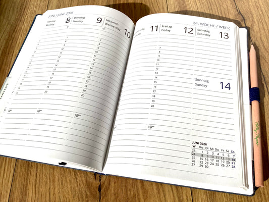 Wochenplaner Buchkalender A5 1W/2S Eco dunkelblau 2026