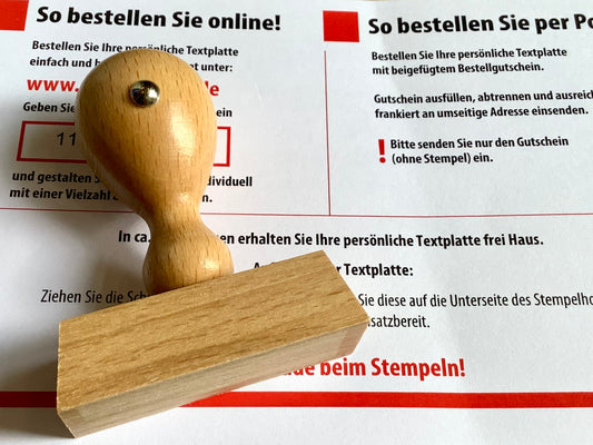 Adress-Stempel Holz mit Textplatten-Gutschein bis 5 Zeilen