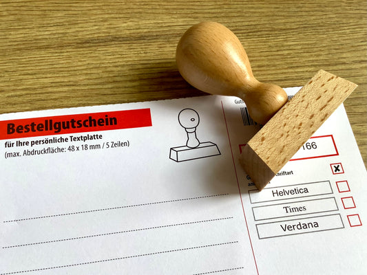 Adress-Stempel Holz mit Textplatten-Gutschein bis 5 Zeilen