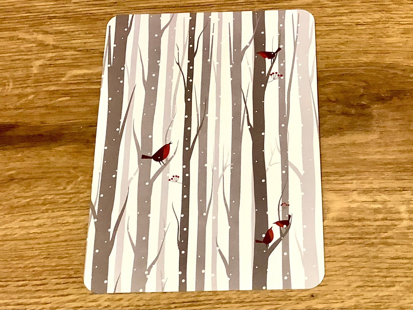 Postkarte Rotkehlchen Winterwald (Gutrath)