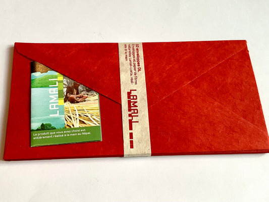 Briefumschläge 10x DIN lang rot Nepalpapier Lamali°