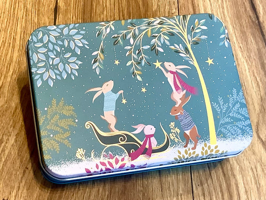 Blechdose 14x10x4cm Sara Miller X-Mas-Hasen