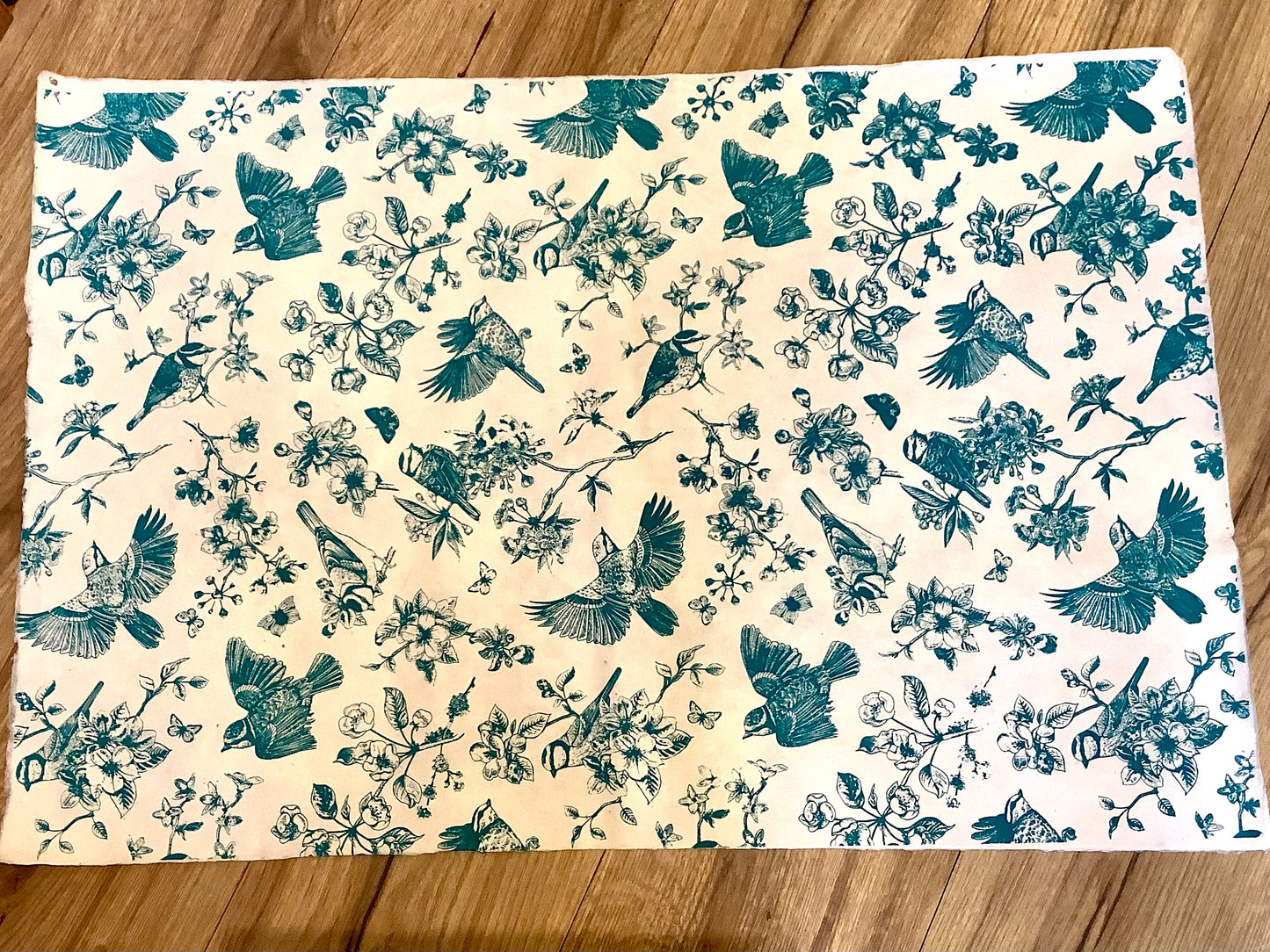 Geschenkpapier Vögel petrol handgeschöpft Nepalokta
