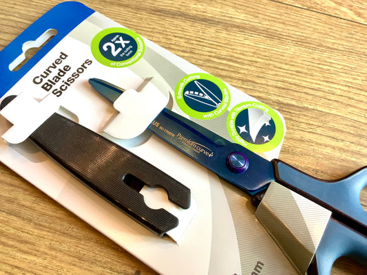 Schere Titanium blau Curved Blade PLUS