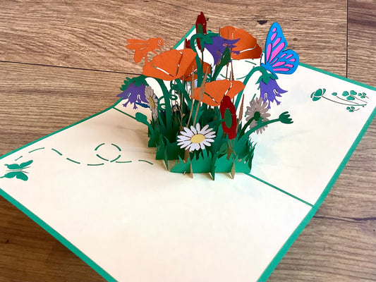 3D-Karte Pop-up Blumenwiese Sommerblumen