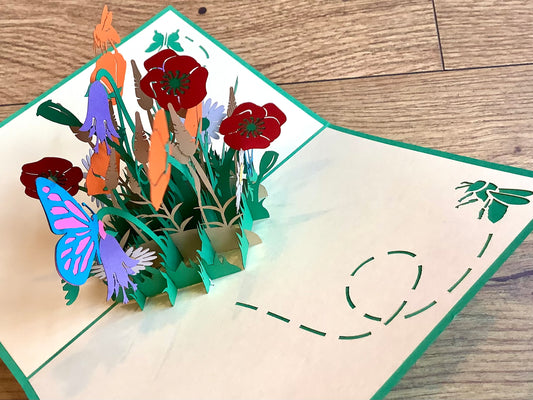 3D-Karte Pop-up Blumenwiese Sommerblumen