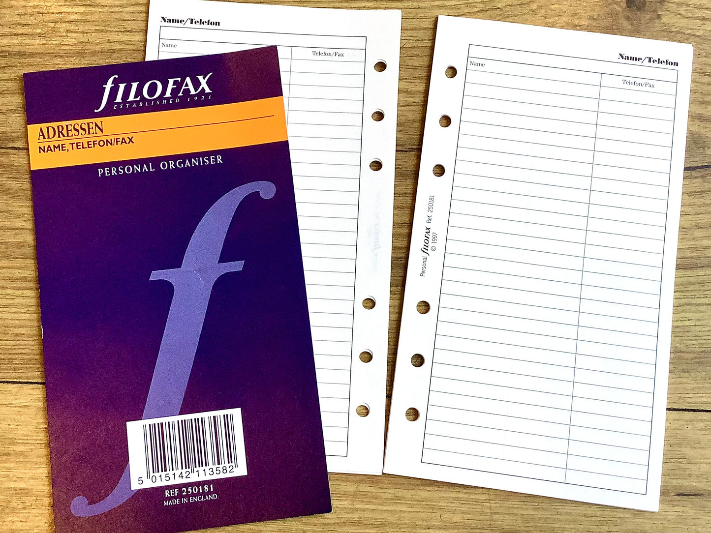 Filofax Einlage Adressblätter 171x95mm "standard slim compact"