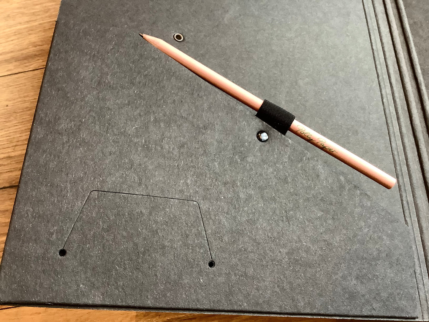 Tagungsmappe Blockklemme Gummizug schwarz natural - Polly Paper - Umweltfreundliche Schreibwaren