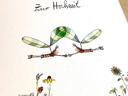 Klappkarte Frauen Hochzeit Propeller (Erichsen) - Polly Paper - Umweltfreundliche Schreibwaren