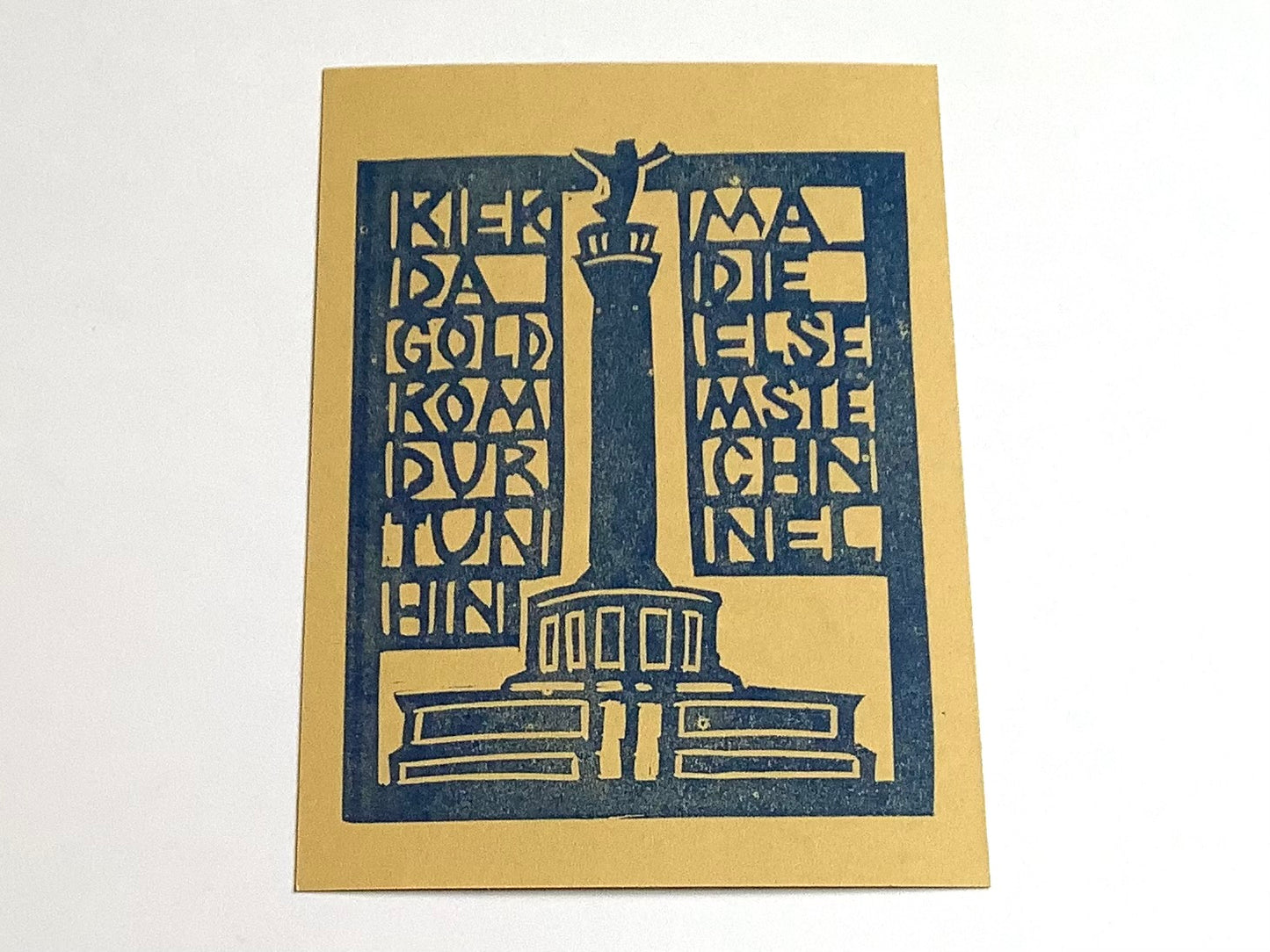 Postkarte Goldelse Siegelsäule (Flitzpost) - Polly Paper - Umweltfreundliche Schreibwaren