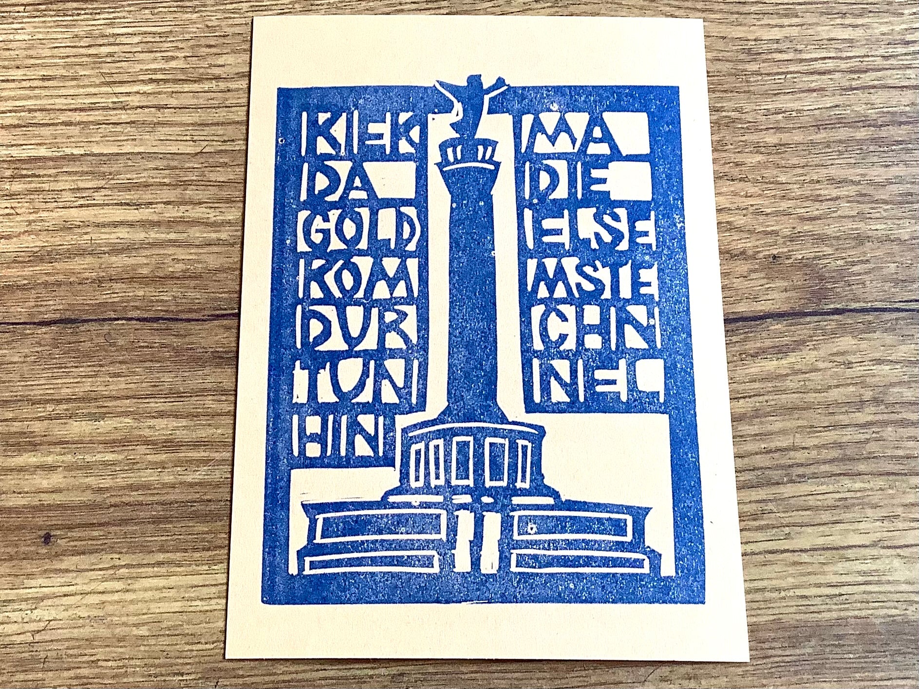 Postkarte Goldelse Siegelsäule (Flitzpost) - Polly Paper - Umweltfreundliche Schreibwaren