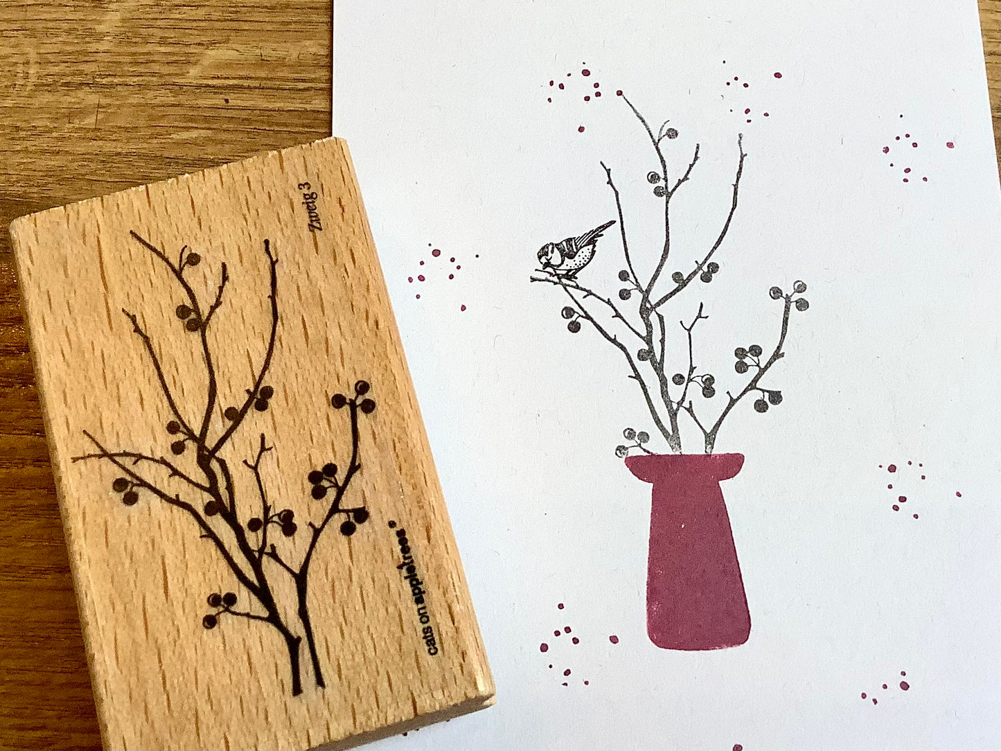 Stempel Zweig 3 Beeren (Cats on Appletrees)