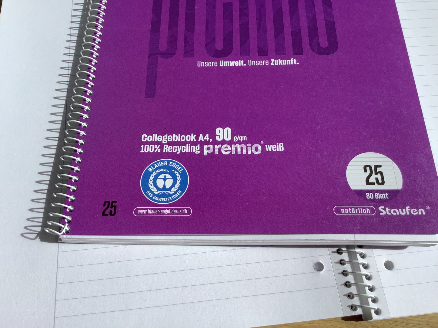 Collegeblock liniert mit Rand premium 90g RC Staufen Lin.25