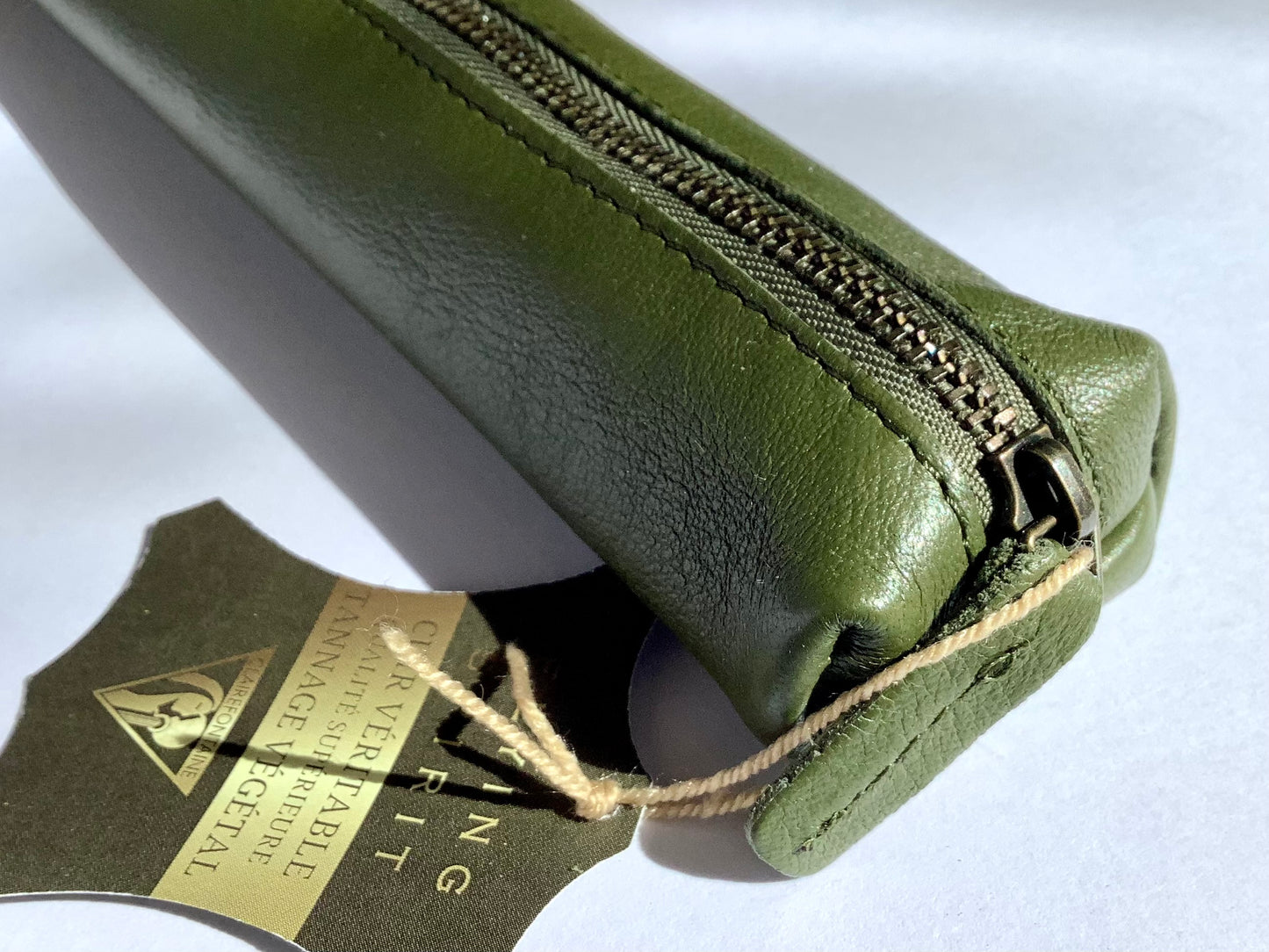 Stifteetui Leder vegetab. olivgrün 19 x 2,5cm