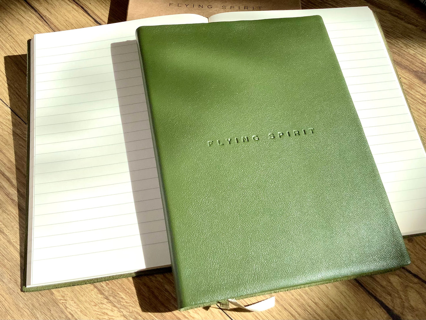 Notizbuch A5 liniert Ledereinband olive Clairefontaine