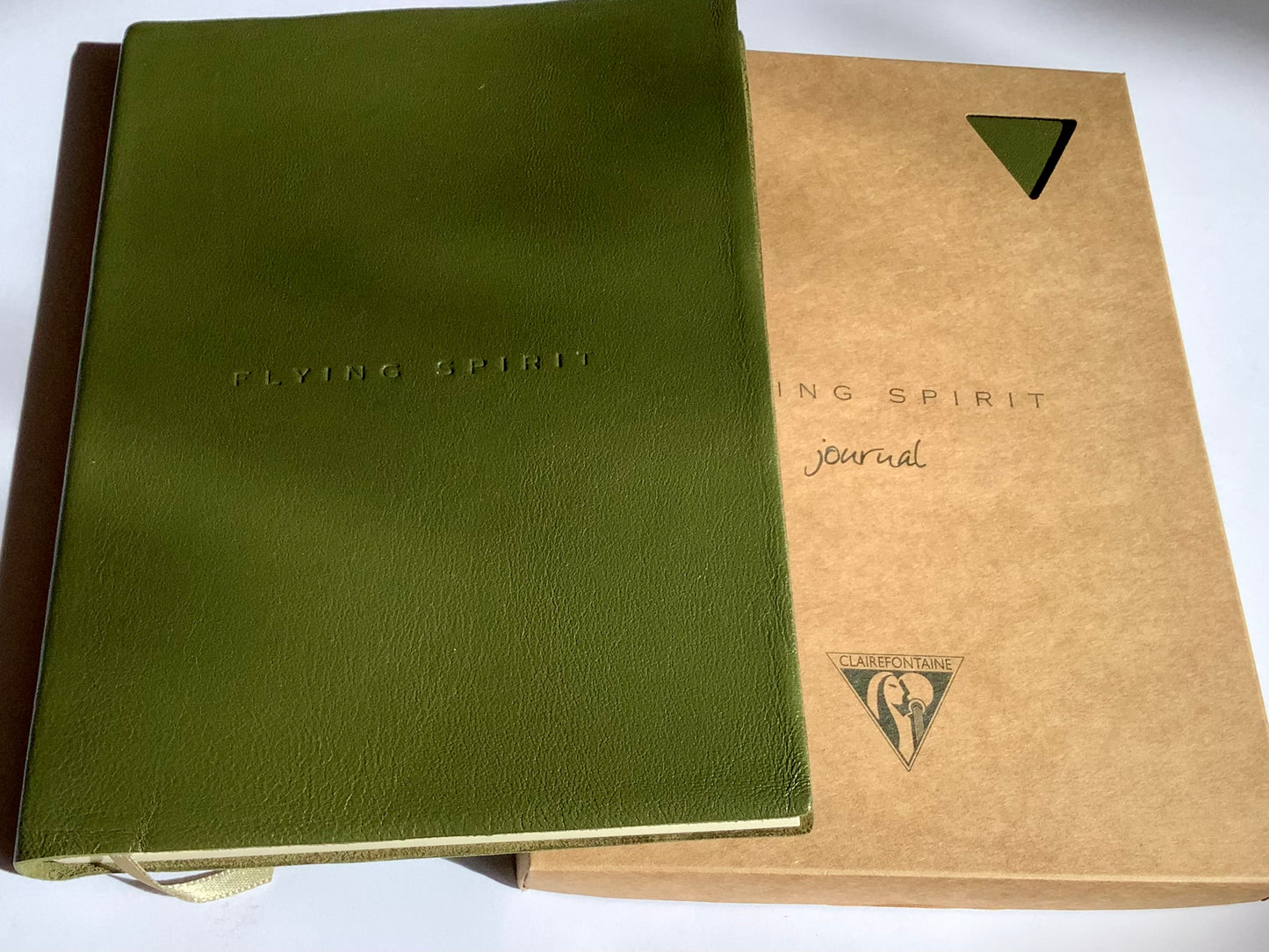 Notizbuch A5 liniert Ledereinband olive Clairefontaine