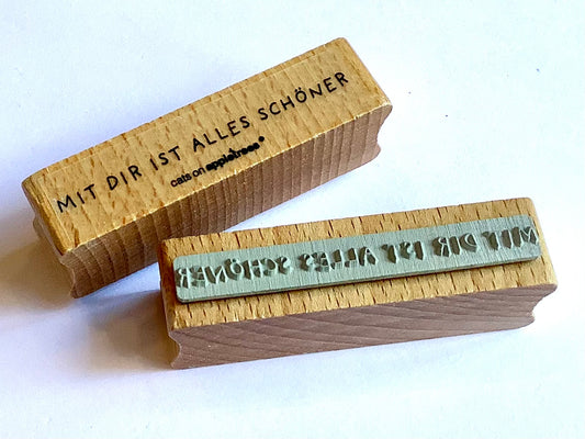 Stempel "Mit Dir ist alles schöner" (Cats on apple.)