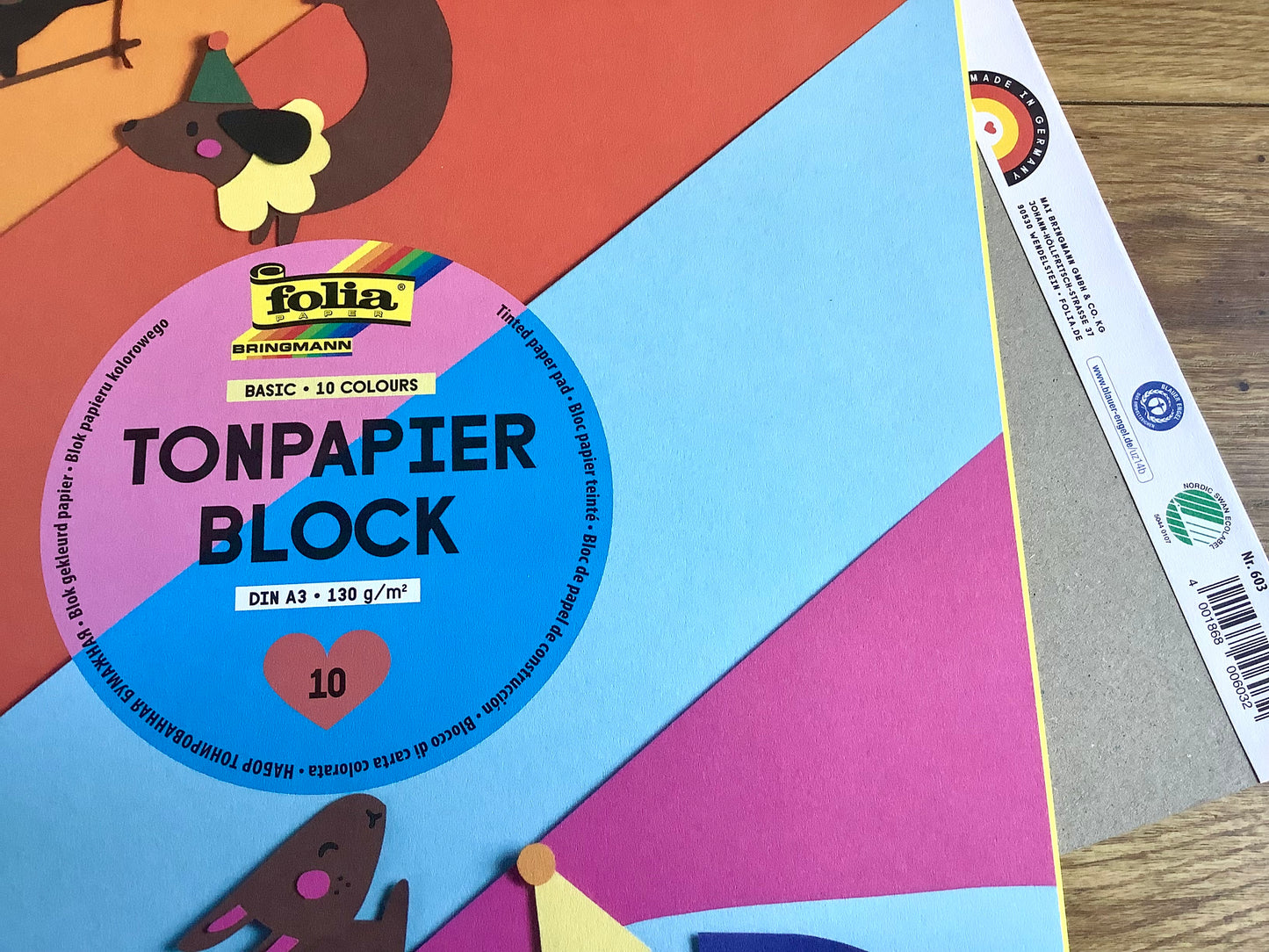 Tonpapierblock A3 10 Farben 130g/m² 10Bl. folia