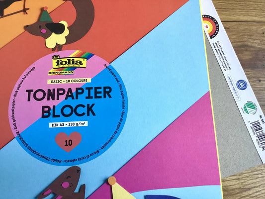 Tonpapierblock A3 10 Farben 130g/m² 10Bl. folia