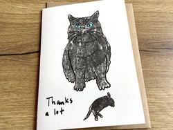 Briefkarte Thanks a lot Katze Maus SJJ