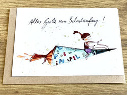 Briefkarte mini Schulanfängerin (Erichsen)