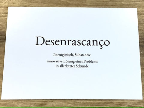 Postkarte „Desenrascanco“ (Wortschatzkarte)