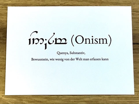 Postkarte „Onism“ (Wortschatzkarte)