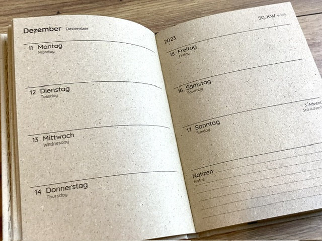 Wochenkalender A6 matabooks Graspapier S natur 2026