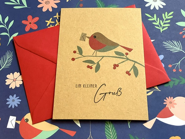 Postkarte Kleiner Gruß Bow&Hummingbird Rotkehlchen