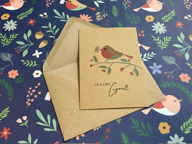 Postkarte Kleiner Gruß Bow&Hummingbird Rotkehlchen