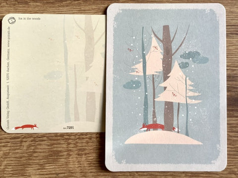 Postkarte Fuchs unter Bäumen (Gutrath)