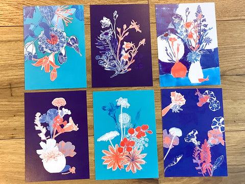 Postkarten-Set 6 Sommernachtsblau (Friedrichs Garten)