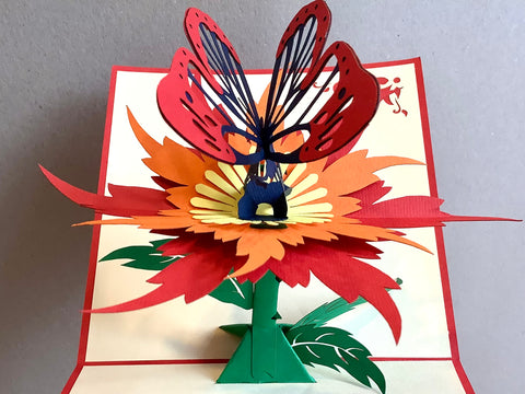 3D-Karte Schmetterling auf Blume Moving card