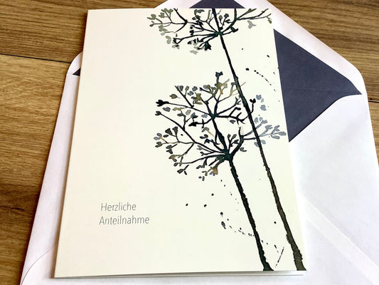 Briefkarte Wiesenkerbel „Herzliche Anteilnahme“ - Polly Paper - Umweltfreundliche Schreibwaren