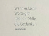 Briefkarte Kranich Trauer Gandhi-Zitat