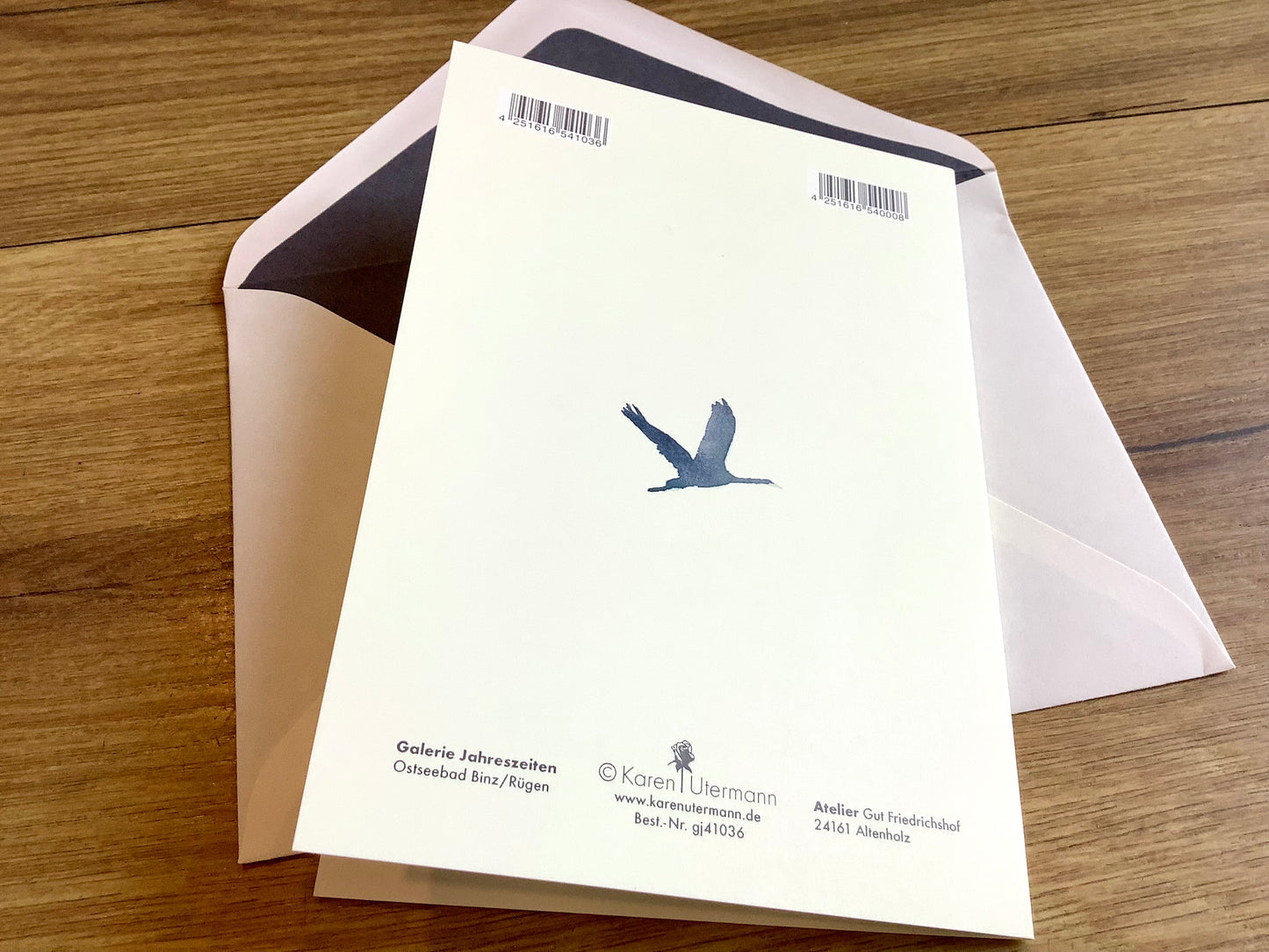 Briefkarte Kranich Trauer Gandhi-Zitat