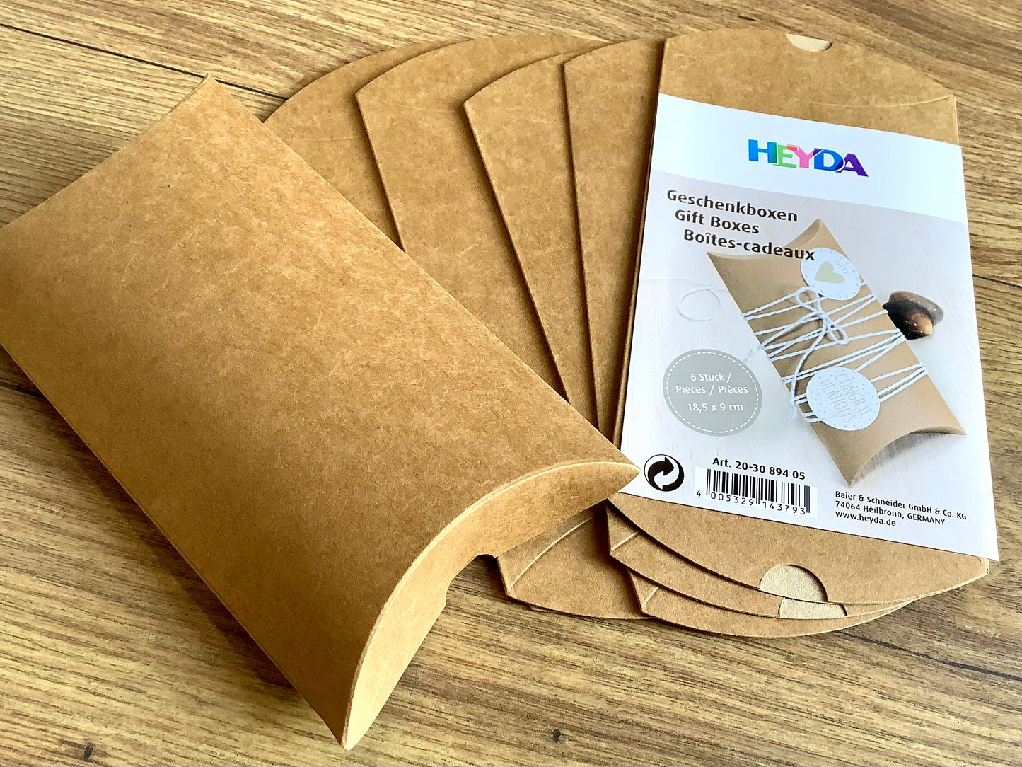 Mini Kissenschachteln 6 St. kraft braun 9x12,5cm