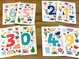 Postkarte Zahlen 0-9 Bow & Hummingbird