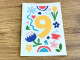 Postkarte Zahlen 0-9 Bow & Hummingbird