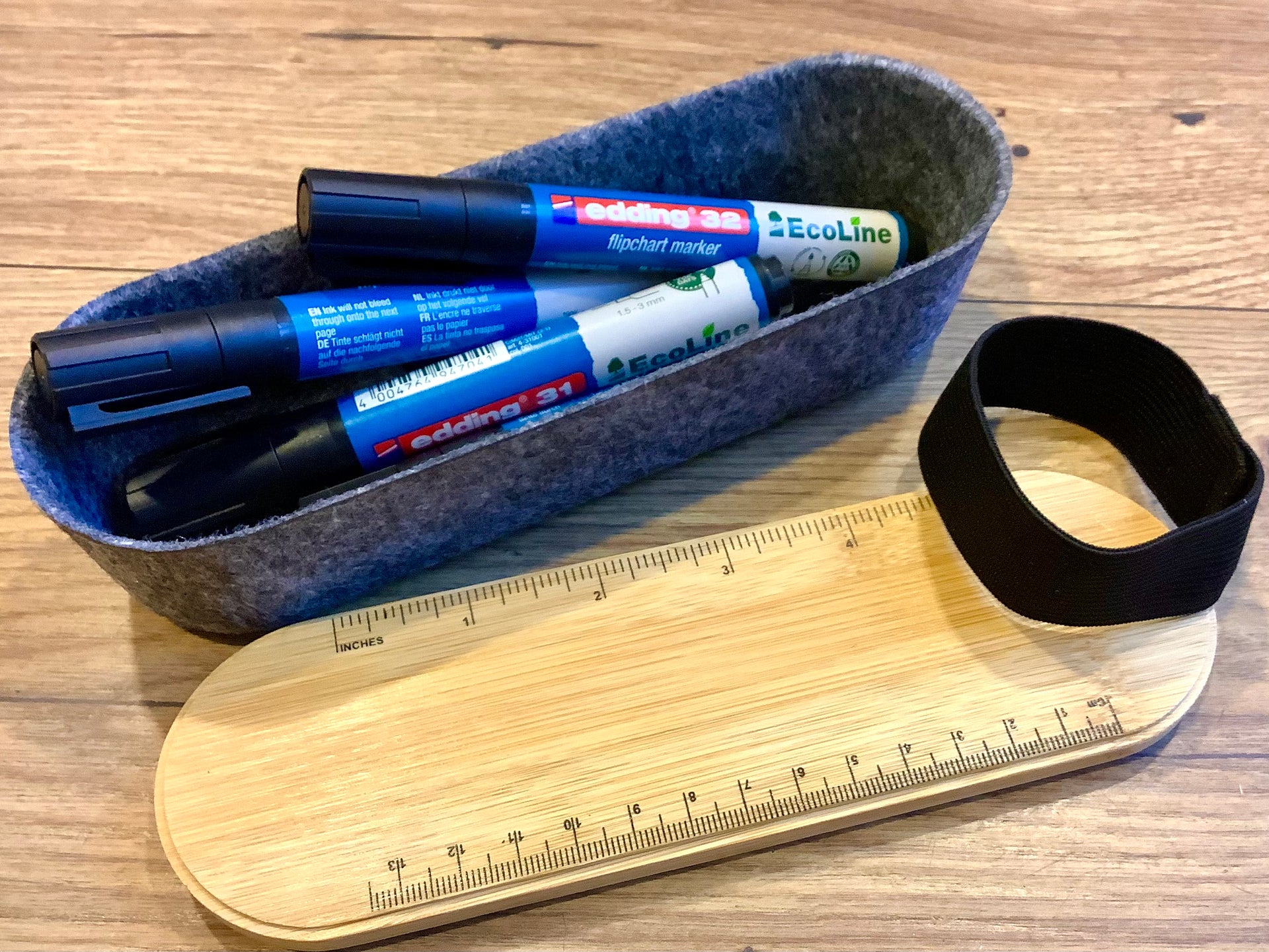 Stiftebehälter mit Deckel Bambus Filz – Polly Paper