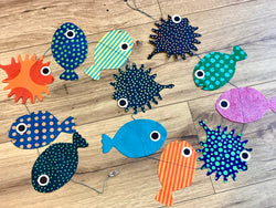 Papier-Mobile Fische mit Augen Zanzibar Lamalí