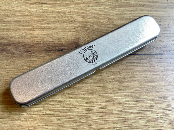 Metall-Etui f. 1 Schreibgerät mit Samtbeutel