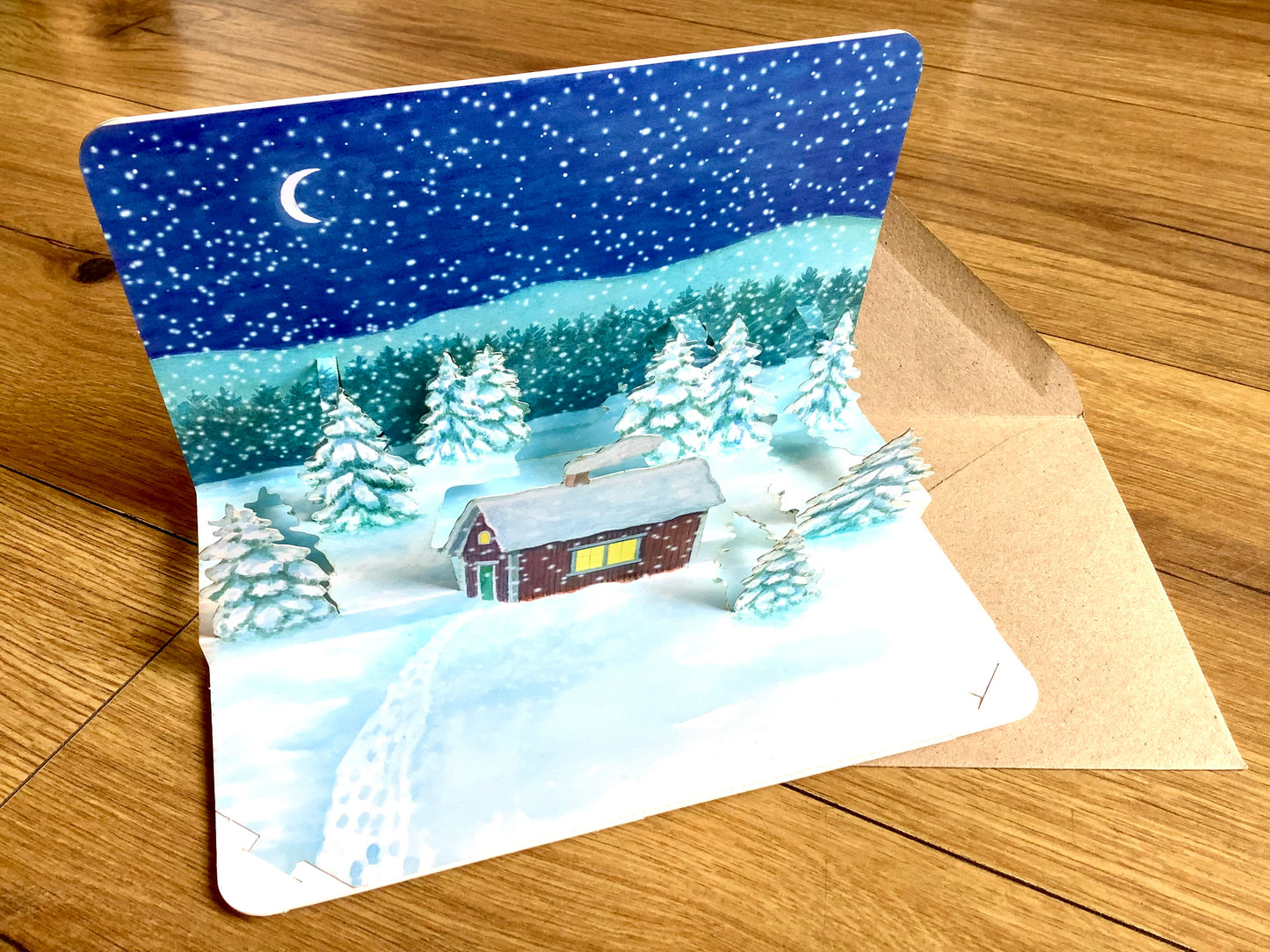 3D-Karte Pop-up-Karte Haus im Schnee Gollnow